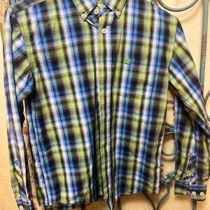 Plaid Button-Down Shirt - Blue and Green